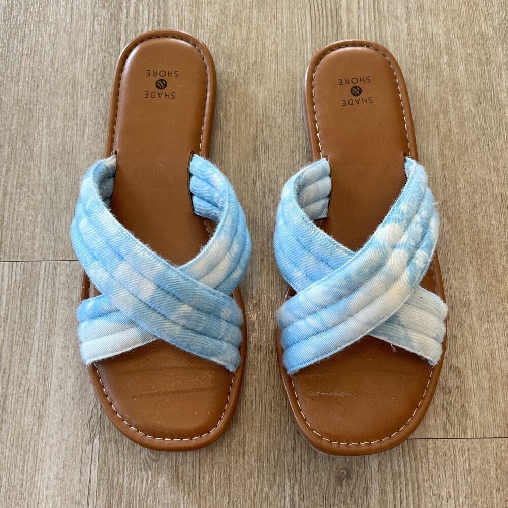 Womens Shade & Shore Blue/White Sandals - 9